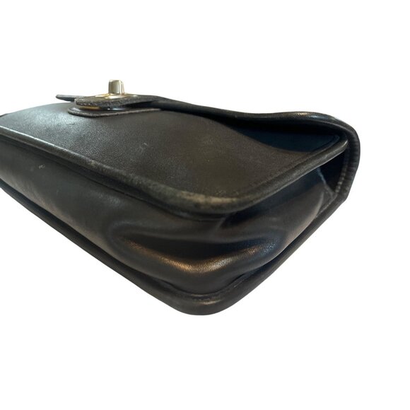 Vtg Coach 9832 Black Leather Turnlock Clutch Handbag Brushed Nickel Hardware - Picture 8 of 11